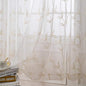 VISIONTEX Sheer Curtains 120 inch Length 2 Panels Set, White Voile Crushed Cream Vine Leaves Embroidery, Rod Pocket Embroidered Window Drapes for Living Room and Bedroom, 54" x 120"