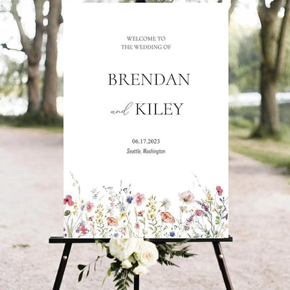 Spring Wildflower Wedding Welcome Signs, Welcome Sign Wedding, Customized Wedding Welcome Sign, Custom Wedding Welcome Sign