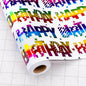 Yarcony Birthday Wrapping Paper Roll, Gift Wrapping Paper, Colorful Foil Girl Happy Birthday Gift Wrap Rainbow Present Paper for Kids Boys Girls, Holiday,Party,Baby Shower(17 Inch X 33 Feet)