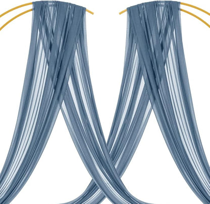 MLMC Dusty Blue Wedding Arch Draping Fabric 1 Panel 29" x 20 FT Extra Long Gauze Drapes Sheer Backdrop Curtains 6.6 Yards Outdoor Drapery Panels for Wedding Bridal Shower Party Ceiling Decoration