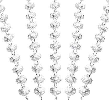PATIKIL 14 mm Crystal Garland Strands, 98.4 Ft Acrylic Octagon Chandelier Bead Chains String for DIY Craft Wedding Party Home Decorative Jewelry Making, Clear
