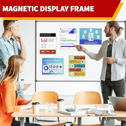 Magnetic Sign Holder 8.5 x 11 - Rigid Plastic Wall Sign Holder Reusable Adhesive Frames, Magnetic Frame for Refrigerator Door Window, Clear Rigid Print Protectors for Paper Picture, 5 Pack