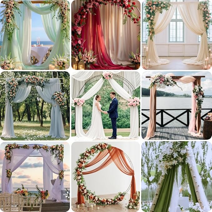 Fall Emerald Green Wedding Arch Draping Fabric 1 Panel 29" × 20FT Sheer Drapes Outdoor Curtain for Wedding Ceremony Baby Bridal Shower Arch Ceiling Backdrop Decor