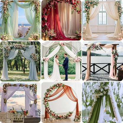 Sage Green Wedding Arch Draping Fabric 1 Panel 29" × 20FT Sheer Drapes Outdoor Curtain for Wedding Ceremony Baby Bridal Shower Arch Ceiling Backdrop Decor