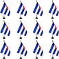 Cuba Desk Flag, 12 Pack Cuban Table Office Flag with Black Solid Pole and Stand Base, International Country Flag, Festival Celebration, Classroom Meeting Desktop Decor (Cuba)