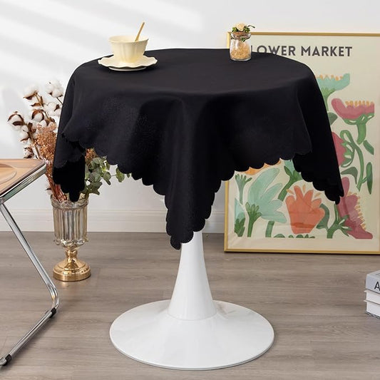 Small Square Black Tablecloth 36 x 36 Inch Polyester Fabric Washable Table Cover Decorative Wrinkle Resistant Solid Color Table Cloth for Kitchen Dinning Party Wedding Camping