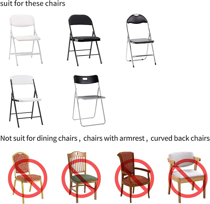 Peomeise Stretch Spandex Folding Chair Cover for Wedding Party Dining Banquet Event (Black,6pcs)