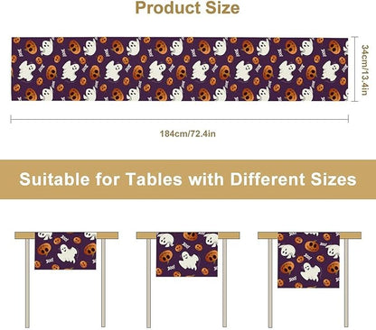 Halloween Table Runner,Ghost Pumpkin Halloween Table Runner for Kitchen Dining Table Decoration Home Party Decor 13x90 Inch