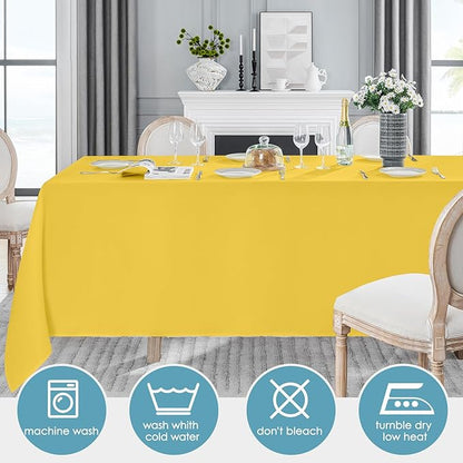 VidaFete Tablecloth 10 Pack 90 * 132inch Rectangle Table Cloth Polyester, Stain Wrinkle Resistant Polyester Dining Table Cover for Kitchen Dinning Party Wedding Rectangular Buffet Decoration(Yellow)