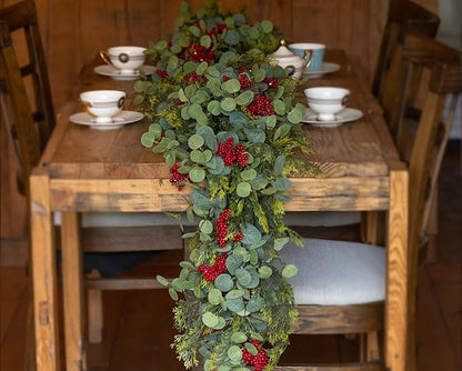 6.3FT Christmas 144 Branch Tips Cedar Garlands, Anna's Whimsy Artificial Pine Cypress Greenery Garland, Decorations Holiday Indoor Outdoor Christmas Decor Winter Garland