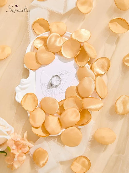 Serwalin 300Pcs Silk Rose Petals Fake Flower Petals Champagne Gold Artificial Rose Petals for Weddings Proposal Flower Girl Petals Aisle Flower Girl Basket Runner Bridal Shower Table Decor