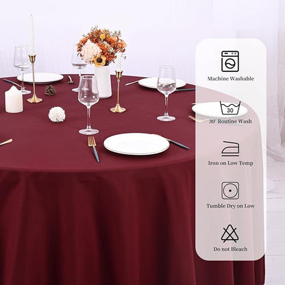 10 Pack Burgundy Round Tablecloths - 90 Inch, Polyester Table Cover, Stain and Wrinkle Resistant Washable Fabrics, Perfect for Wedding Banquet Parties