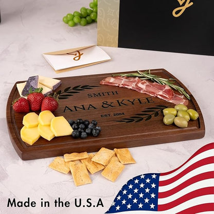 Personalized Wedding Gifts for Couples - Custom Cutting Board, Engraved Wood Charcuterie Board, Bridal Shower, Customized Kitchen Board, Unique Gift Idea for Newlyweds