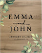 Andaz Press Large Wooden Welcome Sign for Wedding, Rustic Welcome Sign 16" x 20" Custom Names Greenery Leaves Wedding Signage English Oak MDF Wood Finish Wedding Reception Indoor Outdoor Signs