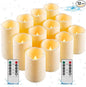 Da by Candles Battery Operated Candles LED Outdoor Waterproof Candles Plastic Fake Candles with Remote Timers Set of 12(Ivory)