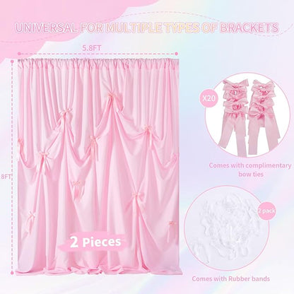 Pink Backdrop Curtain 2Panels : 11.6×8ft Wedding Backdrop Wrinkle Free Polyester Background - Bridal Shower Outdoor Decorations