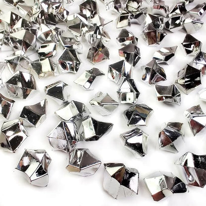 HappyFiller Silver Fake Ice Rocks Cubes Acrylic Gems Treasure Gemstones for Vase Fillers,Wedding Table Scatters,Crafts,Christmas Home Decorations,13 OZ