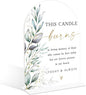 Acrylic Wedding Signs, Greenery Theme This Candle Burns in Loving Memory of, Memorial Table Sign for Wedding, Bridal Shower Table Decor with Stand, Engagement, Anniversary, Newlywed Event Supplies, 25