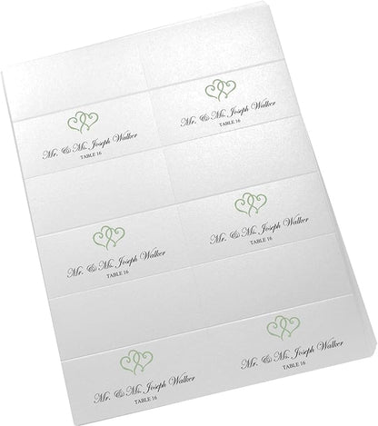 Linked Hearts Printable Place Cards, Sage (Choose Color), Set of 150 (25 Sheets), Laser & Inkjet Printers - Wedding, Party, Dinner, and Special Events - Made in the USA