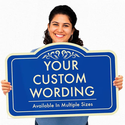 Custom Decorative Outdoor Metal Sign - Personalized Aluminum Sign, Design 1 Blue Steel 42x28 In, Waterproof, Made In USA