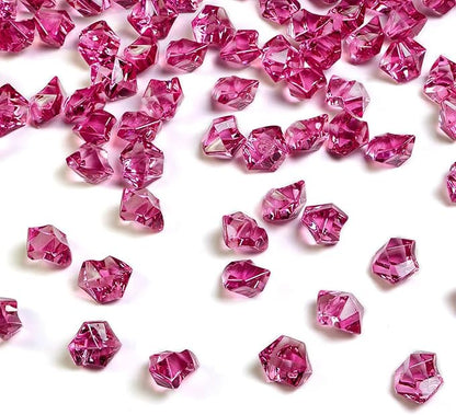 HappyFiller 15 OZ Burgundy Fake Ice Rocks Crystal Acrylic Gem Stone for Glass Vase Fillers,Candle Holder Decor, Wedding Centerpieces,Crafts,Dessert Table Decorative Scatter,Party,Home Accents