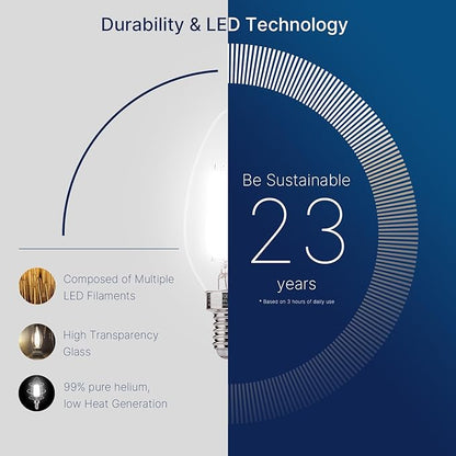 FLSNT 5000K Daylight B10 Dimmable LED E12 Candelabra Bulbs, 40W Equivalent LED Chandelier Light Bulbs, 450LM, Clear Glass Finishing, 12 Pack UL,CA65 Listed.