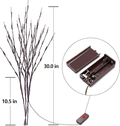 Lights Twig - 60 LED Waterproof & Battery Operated Branch Lights for Vases, Magical Light Up Twigs for Create Christmas Ambience and Lighting Up Dark (3 Pack, Warm Yellow)