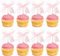24 PCS Bow Cupcake Toppers Bowknot Coquette Bow Girls Birthday Cake Decorations Bow Cake Toppers Bowknot Cupcake Picks for Baby Shower Birthday Wedding Bridal Engagement Party Supplies Pink