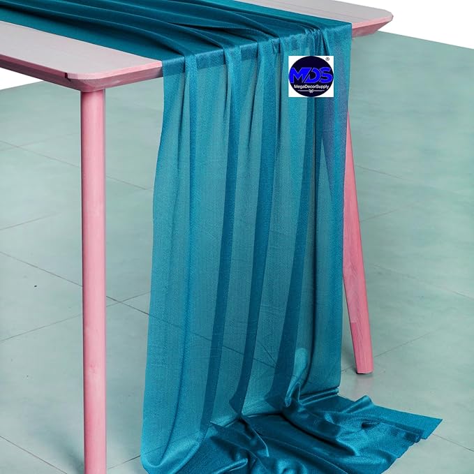 MDS Halloween Chiffon Table Runner - 25 Pack, 29 x 170 Inches, 14ft Each - Sheer Spooky Table Runners for Haunted House Parties, Trick-or-Treat Tables, Witchy Décor, Wedding & Events - Dark Teal