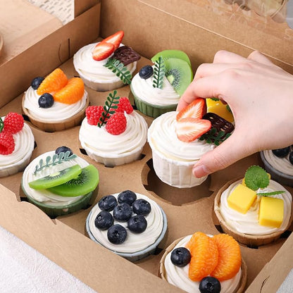 VGOODALL 6PCS Kraft Cupcake Containers, 12 Count with Window Boxes Holding 72 Pastry Box for Birthday Holiday Party Bakery Supplies