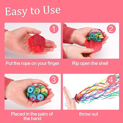 Confetti Poppers, 20Pack Plastic No Mess Streamers, Party Poppers for Birthday,Wedding,Celebrations,Graduation Party (Colorful 2, 20 Pack)