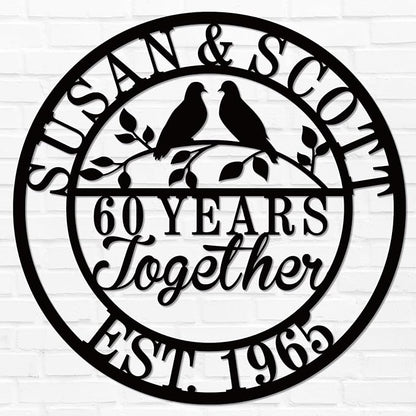 Personalized Wedding Anniversary Sign Gifts, Custom 50th 40th 65th 60th 25th 70th Anniversary Metal Sign, Wedding Gifts for Couples, Custom Name Sign, House Warming Gifts New Home