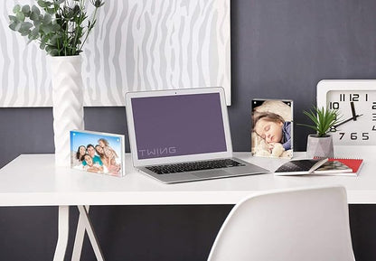 TWING 5 x 7 Inch 3 Pack Acrylic Photo Frame Horizontal Magnet Double Sided Acrylic Picture Frames Set with Microfiber Cloth,10+10MM Thickness Clear Picture Frame Desktop Display Gift Ideal