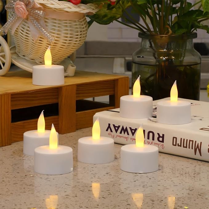 Rechargeable LED Tea Lights, Flickering Flameless Candles with Remote Timer, 12 PCS Electric Battery Operated Candles with Charging Base for Christmas Halloween Weddings Decorative