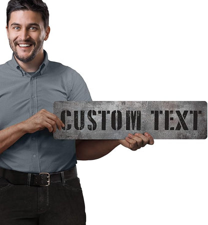Custom Sign, Custom Street Sign, 11 Font Colors, 13 Font Styles, 4 Hole Options, 22 Sizes, 6x24 Inches, Rust Free DiBound, Fade Resistant, Made in USA by My Sign Center (Grunge Metal)