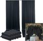 50ftx15ft Wrinkle Free Black Backdrop Curtain, 10 Panels 15FT Height Black Wedding Backdrop Drapes, Silky Polyester Back Drop Cloth for Birthday Photography Background Party Backdrop Draping