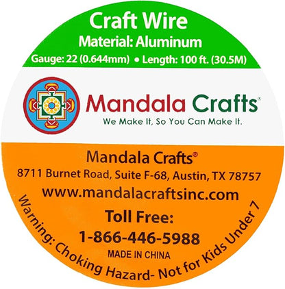 Mandala Crafts 22 Gauge Anodized Aluminum Craft Wire for Jewelry Making - 100 FT Colored Flexible Copper Tone Wire - Bendable for Bonsai Armature Crafting Sculpting