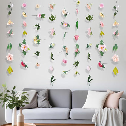 XunYee 6 Pcs 35.4 ft Flower Garlands Hanging Wildflower Backdrop Decoration Artificial Floral Garlands Fake Flower Vines Faux Silk Wildflower Decor for Halloween Fall Wedding Garden Wall Arch(Blossom)