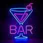 Cocktail Neon Sign - Martini Glass LED Bar Light, Retro Home Pub Wall Art, Dimmable Bar Decor, Gifts for Bartenders & Cocktail Lovers