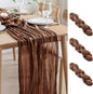 Asee'm 3pcs Cheesecloth Table Runner 120 Inches Long Brown Boho Gauze Cheese Cloth Runner 10FT Rustic Sheer Fall Table Runners for Thanksgiving Christmas Wedding Party Baby Shower Decoration