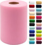Pink Tulle Fabric Rolls 6 Inch by 100 Yards (300 feet) Fabric Spool Tulle Ribbon for DIY Pink Tutu Bow Baby Shower Birthday Party Wedding Decorations Christmas Craft Supplies