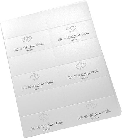 Linked Hearts Printable Place Cards, Silver (Choose Color), Set of 150 (25 Sheets), Laser & Inkjet Printers - Wedding, Party, Dinner, and Special Events - Made in the USA