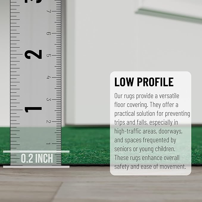 Ottomanson 2' x 7' Hallway Runner with Scraper Pile Extra Durable Non-Slip Rug Mat for Indoor & Outdoor Use - Ideal for Kitchen, Entryway, Patio & Garage - High-Traffic Carpet, Green