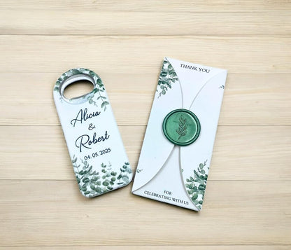 Wedding Bottle Opener Favors for Guests in Bulk, Hearts Shape Bottle Opener, Personalized Party Favors in Bulk, Wedding Favor Guests. 20 to 300 pcs. Custom Fridge Bottle Opener (Rectangular)