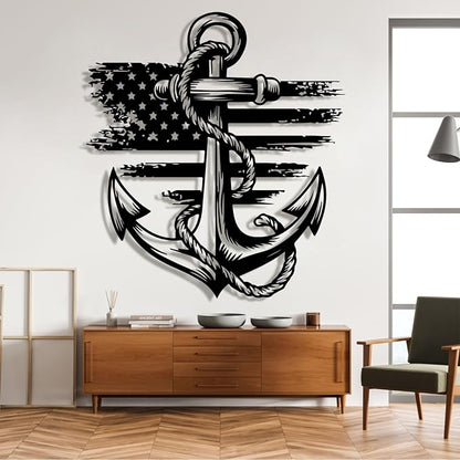 lunwall Metal Anchor Wall Decor, Anchor Metal Sign, Metal Anchor Decor, Anchor Metal Wall Art, Metal Nautical Wall Decor, Metal Wall Decor Coastal, Anchor Wall Decor (black, 39L x 36W / 100 x 91 cm)