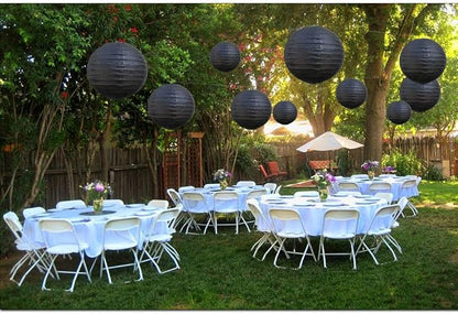 BEISHIDA Black Round Paper Lanterns Decorative Hanging Asia Chinese Japanese Paper Lanterns Lamp for Birthday Wedding Halloween Home Decor Party Decoration（10 Packs）