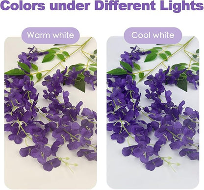 48 Pcs of Wisteria Hanging Flowers, 3.75 Ft Fake Wisteria Flower Strings, Artificial Wisteria Flowers Hanging Garland for Backdrop, Wedding, Ceremony,Garden and Home Wall Decoration (Dark Purple)
