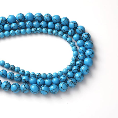 River Stone Blue Turquoise Stone Beads for Jewelry Making DIY Craft Gemstone Beads Kit (8mm, 45pcs) Cosmic Crystal Pebbles for Bracelets, Necklaces, Home Decor