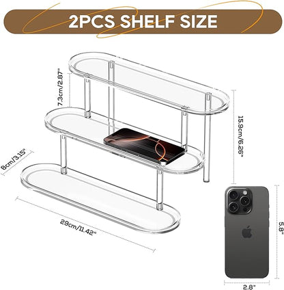 Acrylic Riser Display Shelf for 𝐚𝐦𝐢𝐢𝐛𝐨 Funko-POP Figures, Floating Shelves Display Ledge for Organizer and Decoration, Collectibles Display Stands Showcase, Glowing at night 2PCS