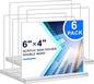 Acrylic Sign Holder 6x4,6 Pack Clear Sign Holder Double Sided Table Menu Horizontal Desktop Display Stand Paper Flyer Holder Tabletop Sign Holder Suitable for Restaurants, Office, Store, Hotels